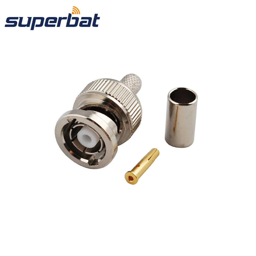 Superbat RP-BNC Crimp Male(Female Pin) RF Coaxial Connector for Cable RG58,RG142,LMR195