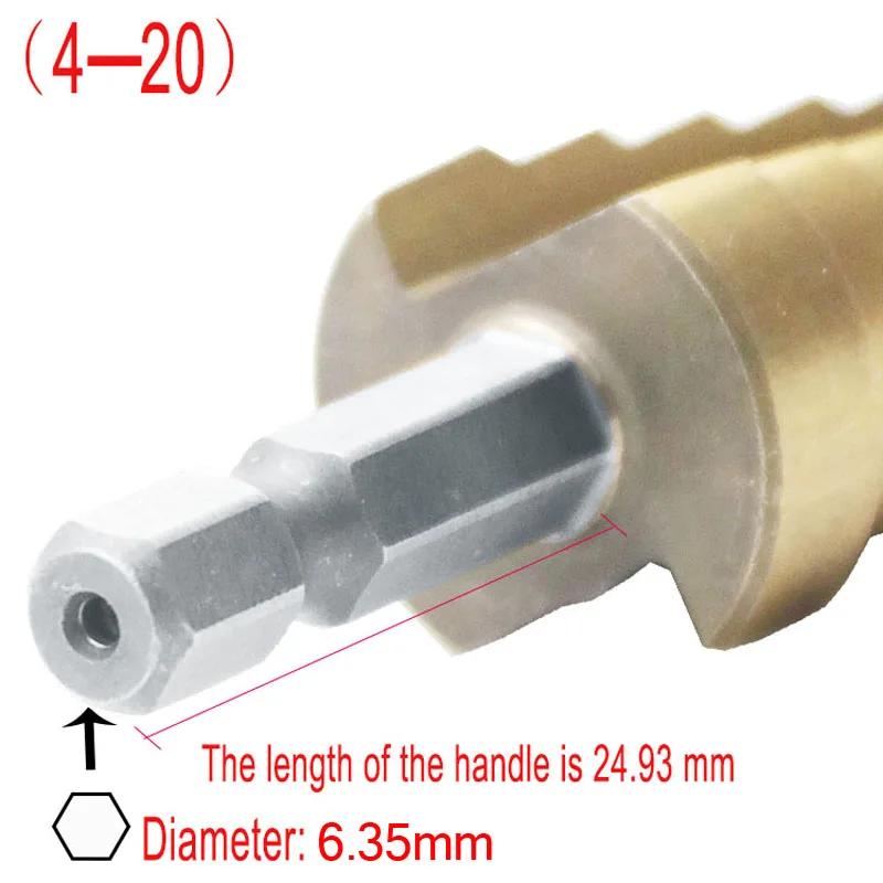 Metric Spiral Flute Step HSS Steel 4241 Cone Titanium Coated Drill Bits Tool Set Hole Cutter 4-20mm