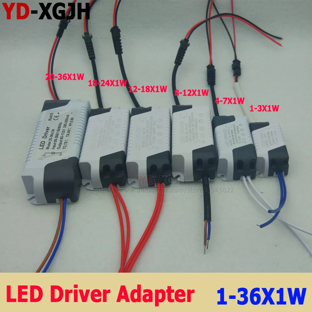 2PCS 220V LED Constant Current Driver 4-7 8-12 12-18 18-24 25-36X1W Power Supply Output 300mA 240mA External For LED Downlight