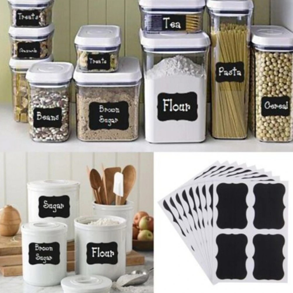 9/36Pcs    Chalkboard Chalk Board Stickers Blackboard Craft Kitchen Jar Organizer Labels Black Bottle DIY Stiky Stickers