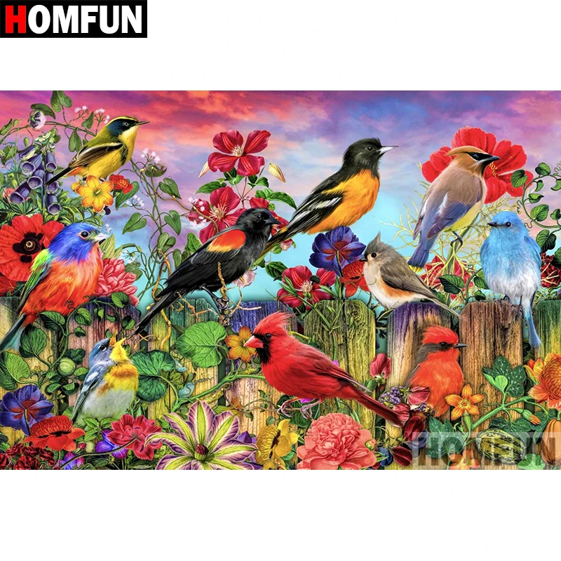 

HOMFUN Full Square/Round Drill 5D DIY Diamond Painting "Bird & Flower" Embroidery Cross Stitch 5D Home Decor Gift A07312