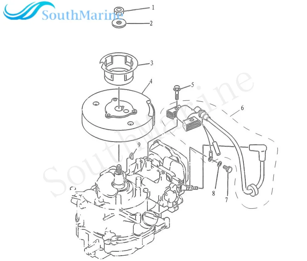 Boat Motor Ignition Coil F4-04000038 for Parsun HDX 4-Stroke F4 F5 BM Outboard Engine, Ignition Winding Assy