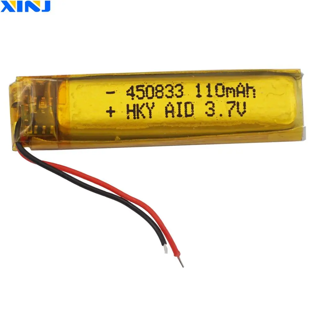 

3.7V 110 mAh 450833 Polymer Li Lipo Battery For Mp3 Mp4 DashCam Bluetooth Speaker Headphones GPS Record Pen Driving Recorder