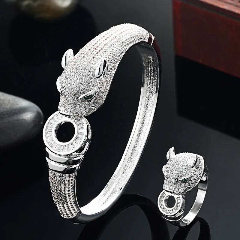 

Zlxgirl Brand leopard Animal Bangle for Women Accessories Perfect Cubic Zirconia Wedding Women Bracelet&bangles free shipping