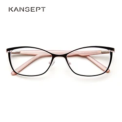 Vintage Cat Eye Prescrição Óculos para Mulheres, Brand Designer, Rosa, Full Myopia Optical Frames, Óculos de Metal, Feminino