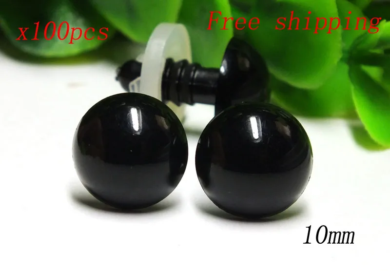 Free Shipping Wholesale 10mm 50 Pair Black Safety Eyes Craft Bear Soft Toy Snap On Plastic Child Safe