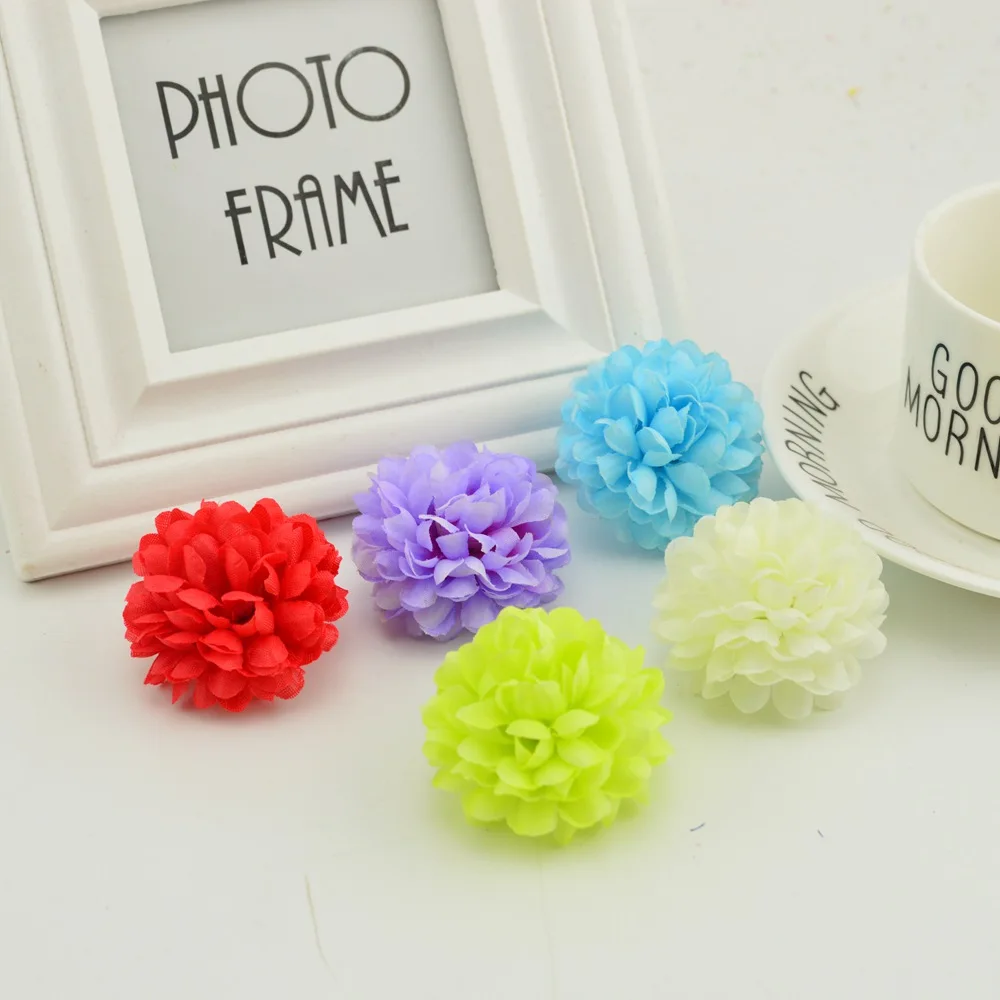 5CM 20 Stück Mehrschichtige Seiden-Chrysanthemenköpfe Künstliche Blumen Günstig für Heim- und Hochzeitsdekoration DIY Kranz Brautstrauß – Detail 4