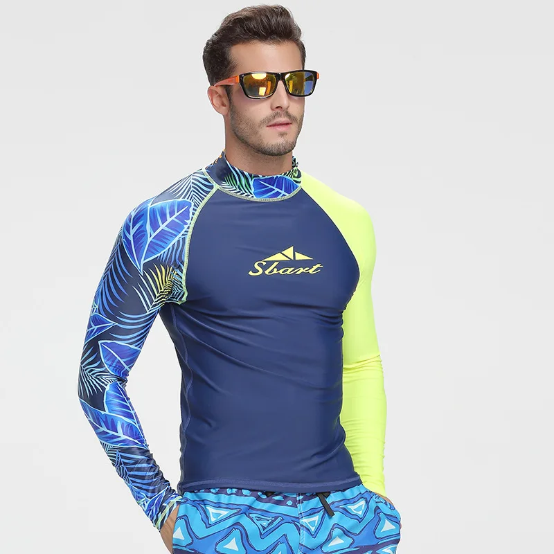 Sbart Men Rash Guard Surfing Diving Suits Swimwear Long Sleeve Suit Swim Floatsuit Tops UV Swimming RashGuard Prevent Jellyfish