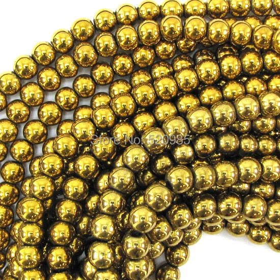 Natural Stone Black/Gold/Rainbow/Silver Plated Hematite round Beads 4 6 8 10 MM 16\