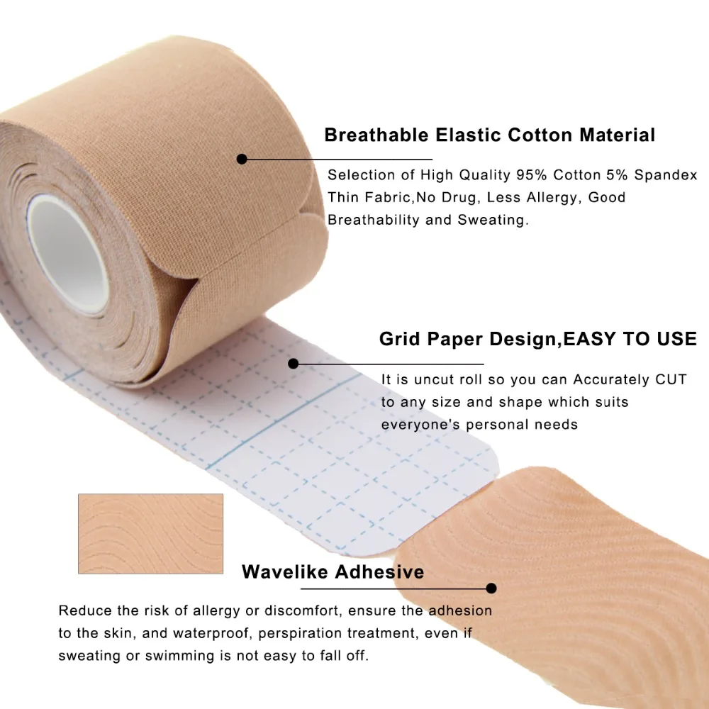 3 Rolls Precut Kinesiology Tape Elastic Adhesive Muscle Bandage Cotton Waterproof Sports Physio Cure Injury Support Tape 5cm*5m