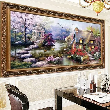 120*63 Needlework Chinese Cross stitch,Set For Embroidery kits,Lake Garden Cabin Cottage landscape pattern Cross-Stitch painting