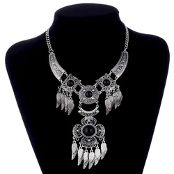 LOVBEAFAS Fashion Bohemian Maxi Statement Necklaces & Pendants Leaves Tassel Collier Collar Vintage Necklace Women Jewelry