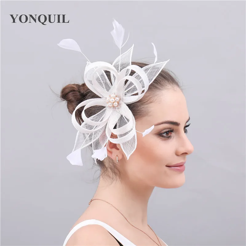 

Ivory Sinamay Womens Headwear Hair Clip Elegant Ladies Wedding Fascinator Hat Hair Accessories Formal Party Headdress Hair Clip