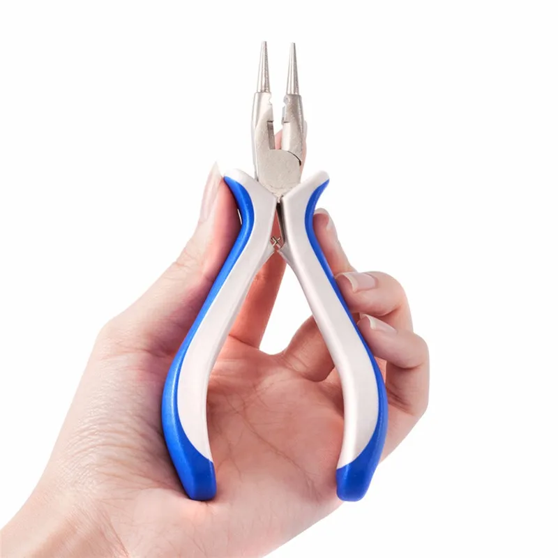 Jewelry Pliers Polishing Round Nose Pliers Jewelry Making Tools , Platinum Color 130x70x18mm F60