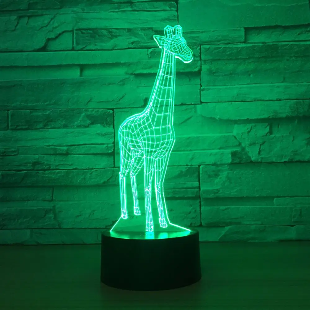 Lámpara 3D de jirafa para niños, lámpara de noche Led RGB de 7 colores, táctil, USB, para mesa, para dormir, novedad, envío directo