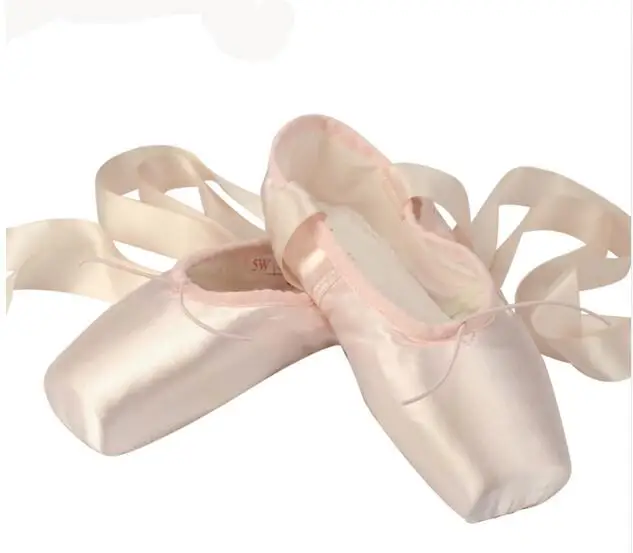 New 2024 Girls Satin Professional Toe Ballet Pointe Dance Shoes With Ribbons Ballet Shoes Pointe