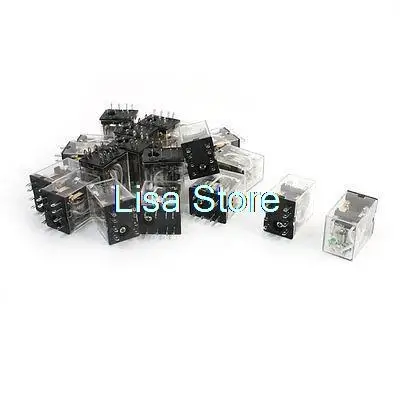 

20pcs Green LED Indicator Light DC 24V Power Relay DPDT 2NO 2NC HH52P