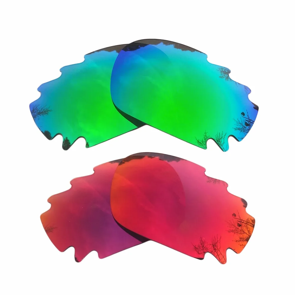 Green Mirrored&Midnight Sun Mirrored Polarized Replacement Lenses for Jawbone Vented Racing Jacket Frame 100% UVA & UVB