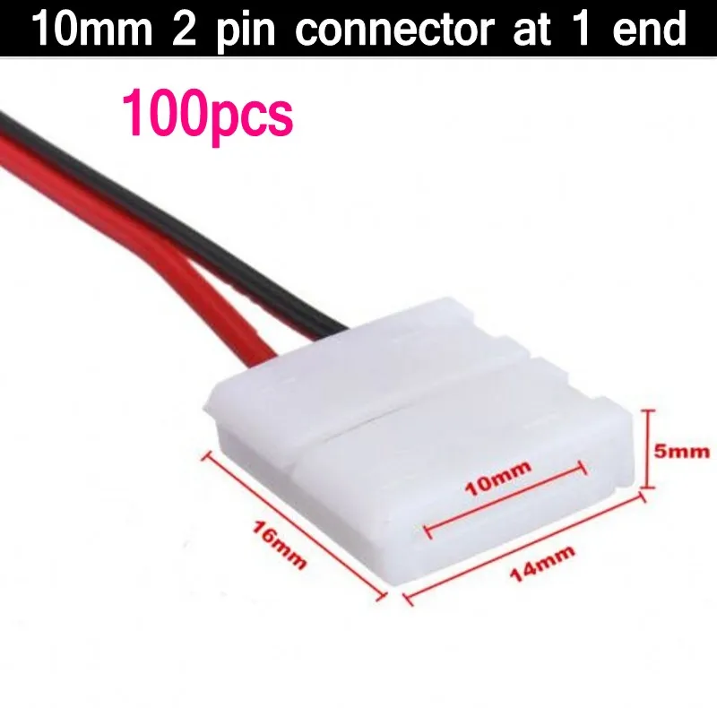 

Wholesale 100 x Solderless 10mm 2 Pin Connector Adapter at 1 end clip with 15cm wire