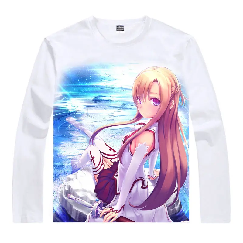 Gun Gale Online GGO T-Shirt Yuki Asuna Shirt Men's Clearance Long sleeves t-shirts Anime T-Shirt Cute Womens Long sleeve shirt a