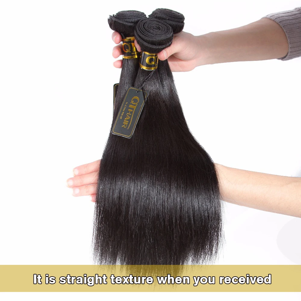 Mongolian Kinky Curly Hair Wet & Wavy Human Hair Bundles 100% Human Hair Weave Straight Will Become Curly After Wet Non-remy QT