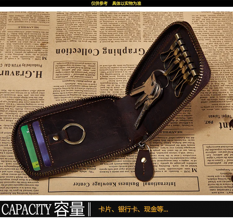 Vintage Key Holder men Genuine Leather key holder Leather key wallet men housekeeper women key case smart organizer pouch