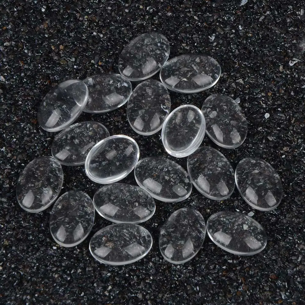 50pcs/lot 10x14mm Oval Flat Back Clear Domed Glass Cabochon Use For DIY Pendant Bracelet Necklace Jewelry