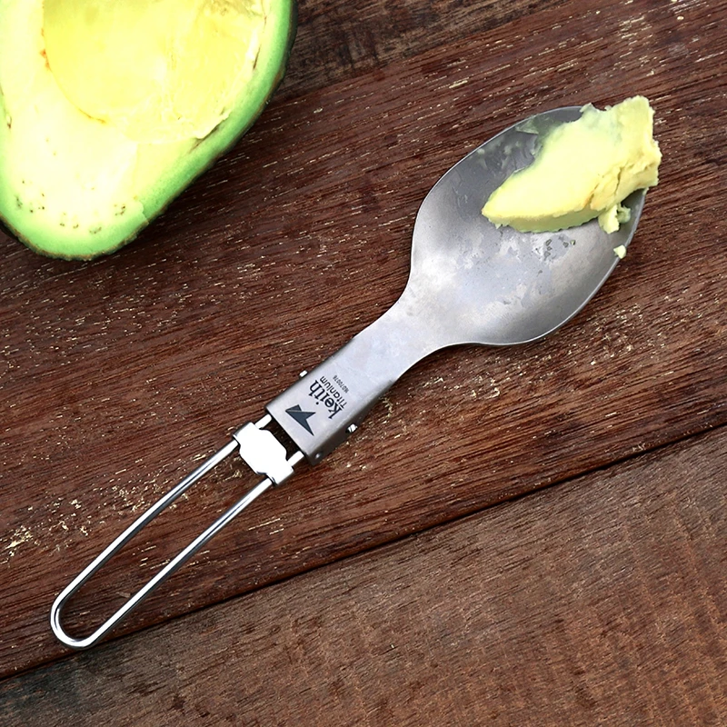 كيث-ملعقة تيتانيوم قابلة للطي ، أدوات مائدة للتخييم في الهواء الطلق ، أدوات مائدة للسفر ، نزهة ، مشي ، مريحة ، 20 جرام فقط