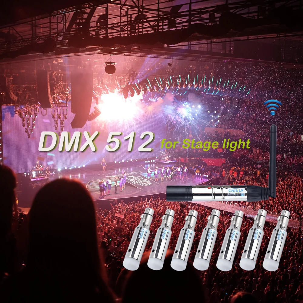 ワイヤレストランスミッターdmx512レシーバー,充電式バッテリー,2.4g,ismコントローラー,400m,ステージdmx照明効果,djクラブパーティー用