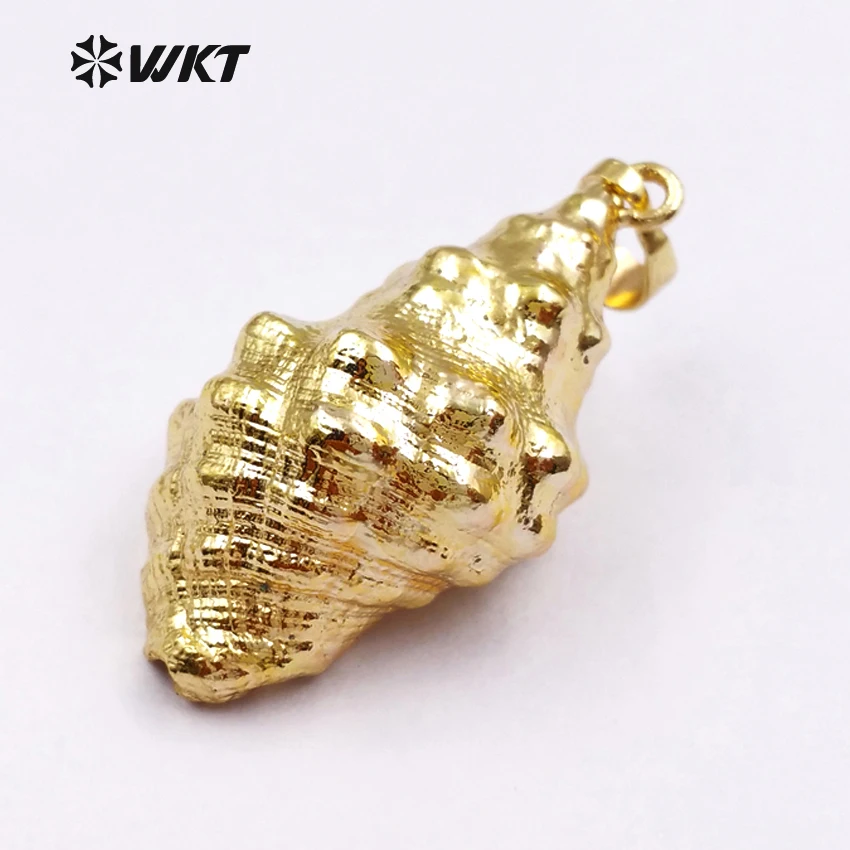 WT-JP031 2018 New Design Mini Eletroplated Trumpet Shell Natural Shape Women Jewelry Making DIY  Pendants