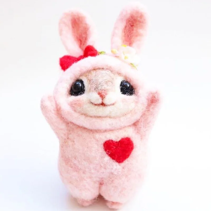 Non-Finished Kit Creative Popular Cute Pets Mouse Rabbit Squirrel Wool Felting Toy Doll Wool Felt Poked Kitting DIY Package Gift