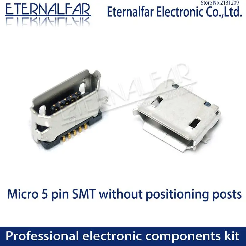 USB2.0 Type A Female Micro SMT 5 foot patch with positioning post MK5P MINI Straight Vertical Connector Needle Welding Wire DIY