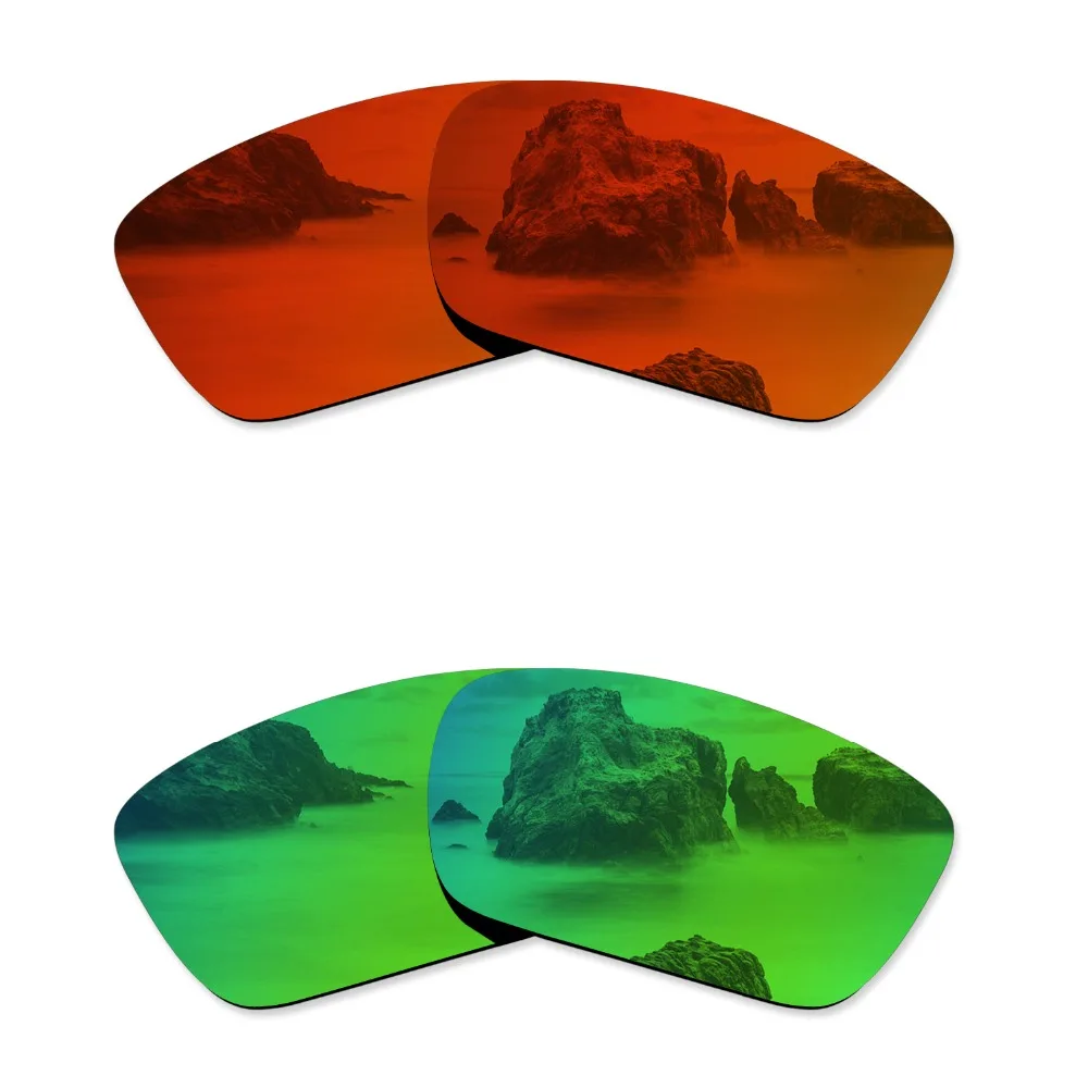 

Glintbay 2 Pairs Polarized Sunglasses Replacement Lenses for Oakley Fuel Cell Fire Red and Emerald Green