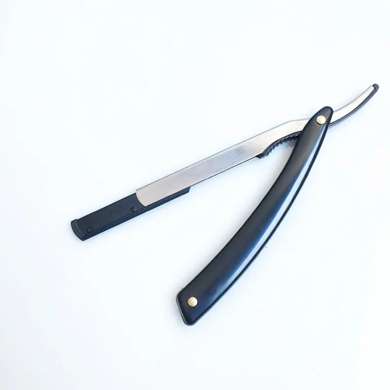 New Black Straight Edge Stainless Steel Barber Razor  Shaving Shave  New Folding Shaving Razor