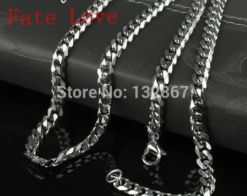 Fate Love 5pcs/Lot fashion 5mm Fashion Men's Polished Curb Link Chain Necklace Stainless steel in bulk 18''-30''