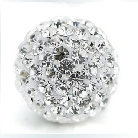 10mm White Czech Crystal Clay Pave Rhinestone Round Beads,Disco Ball Loose Spacer Beads for Bracelet Necklace Making 10pcs S12