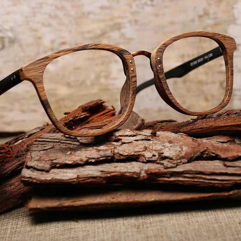 Men Women Myopia Glasses Wooden Frame with Clear Lenses Brand Design Eyeglass