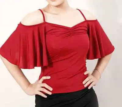 

Exotic dance, ballroom dance, modern dance, V collar, lotus leaf, sleeve width, sleeve, modern T12065