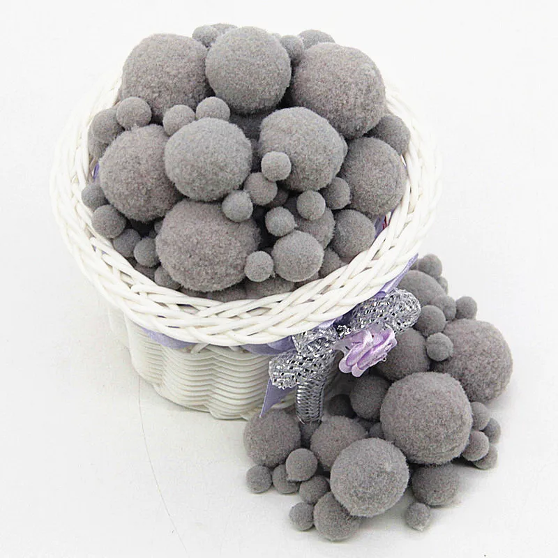 Gray Pompom 8mm 10mm 15mm 20mm 30mm Pom Poms Ponpon Crafts Supplies DIY for Kids Toy Garment Sewing Home Wedding Decorations 20g