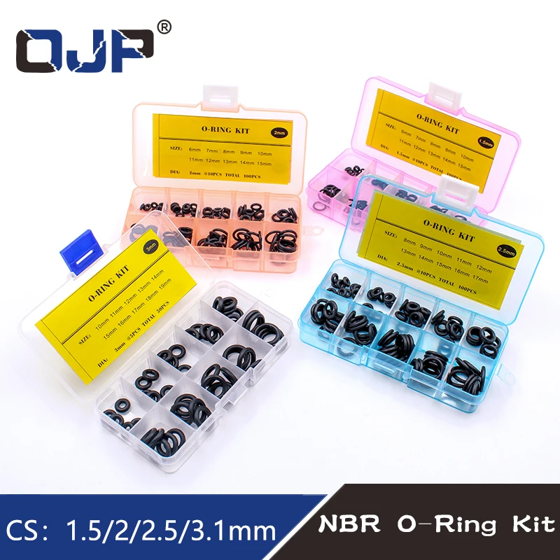 Thickness 1.5/2/2.5/3/1.8/2.65mm O Rings Rubber Seal NBR Sealing O-rings Nitrile Washer o-ring set Assortment Kit Set Box-.-