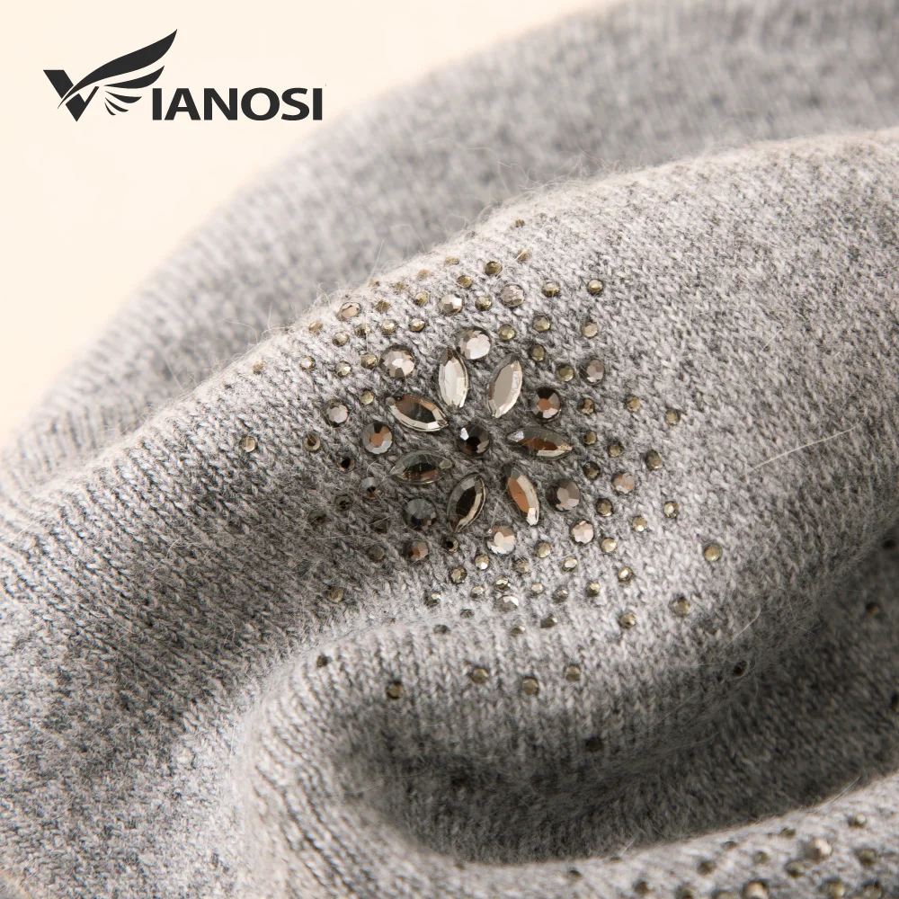 VIANOSI Wool Beret Female Winter Hats For Women Flat Cap Knit Cashmere Hats Lady Girl Berets Hat Female