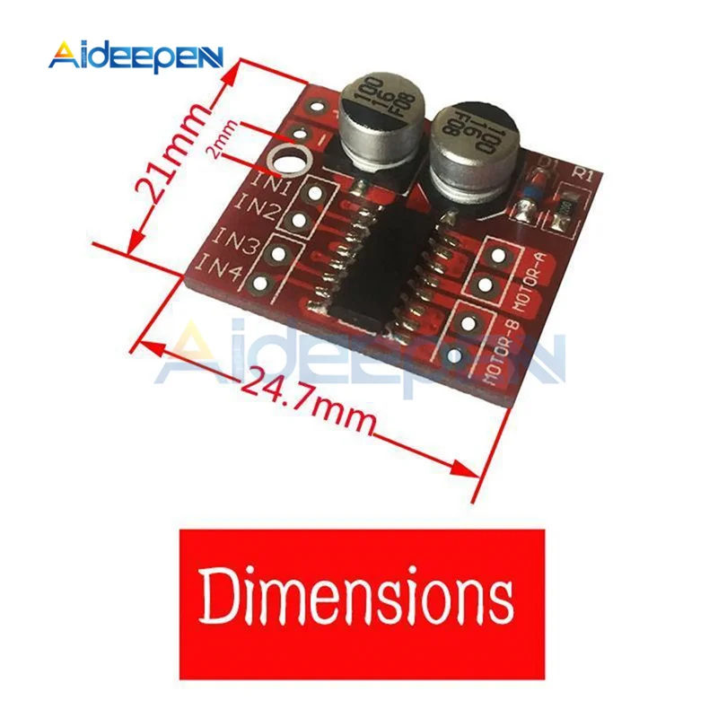 MX1508 DC 모터 드라이버 모듈, 양방향 PWM 속도 듀얼 H 브리지 스테퍼 모터 드라이버, L298N, DC 2V-10V, 1.5A