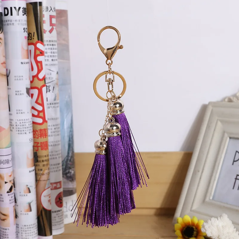 Hot Sale Gold Color Tassels Key Chains Ring Woman Fashion Handbag Charms Men Car Keyring Trinket Pendant Wedding Fringe Keychain