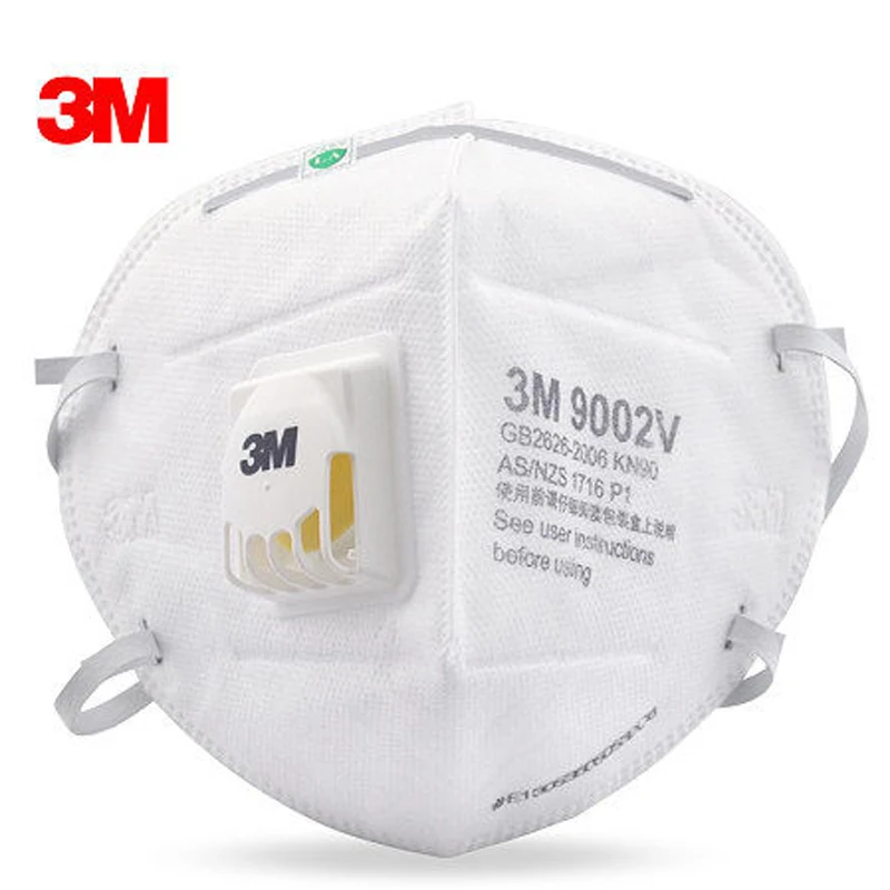 5 pz 3M 9002V Anti polvere PM 2.5 maschera Anti influenza valvola respiratoria tessuto non tessuto maschera filtro pieghevole maschere di sicurezza KN90 per adulti