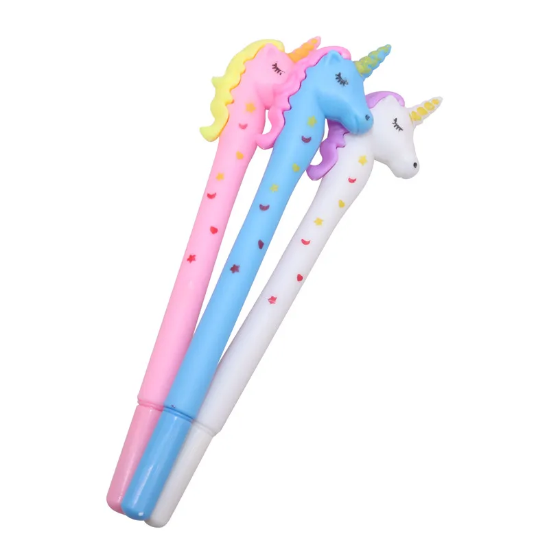 3 Pcs Cute Spot Nnicorn Pen Exam Special Pen Black I9nk 0.5mm Plastic Pen Student Learning Kawaii Gift Office School Supplies