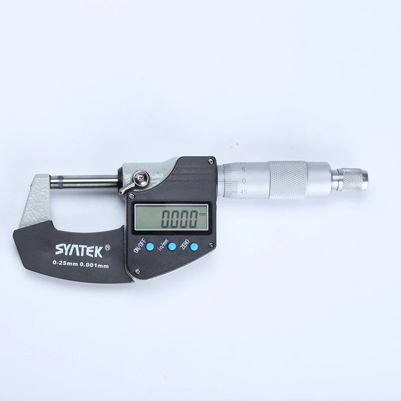 Syntek Digital Micrometer 0.001mm Metric/Inch Electronic Outside Micrometro Guage Carbide Tip LCD Caliper Measure Tools 0-100mm