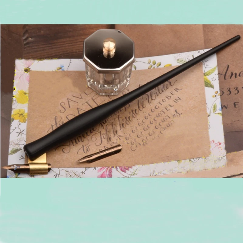 Resin Oblique Calligraphy Dip Pen Set with 2 Nibs 1 Fount Pen Holder Copperplate Script Dip Pen