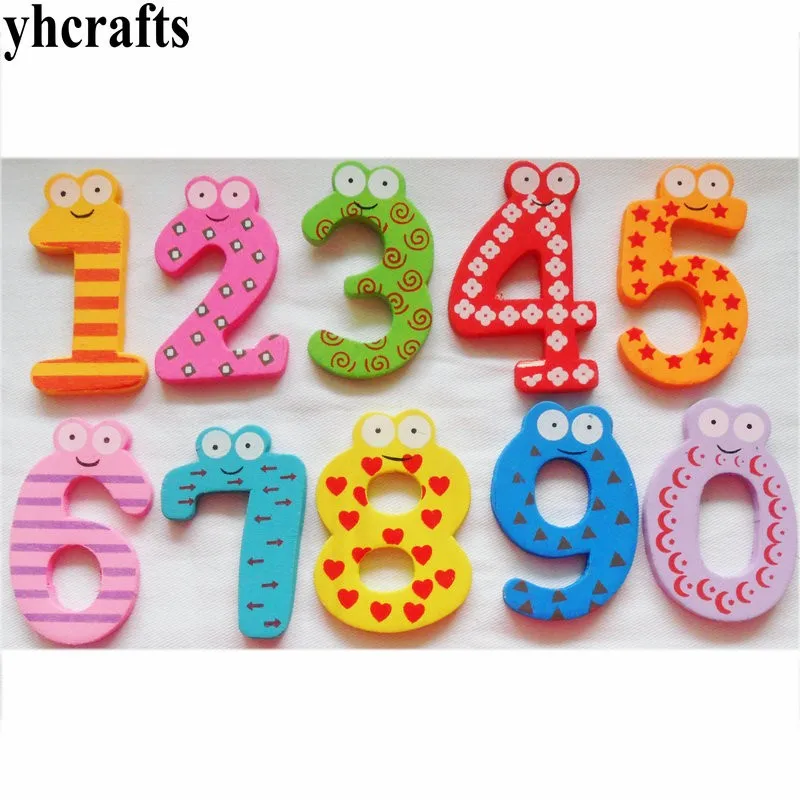 10PCS/LOT. 0-9 numbers wood fridge magnet Early learning educational toys Self learning Teach your own Children toys DIY toys