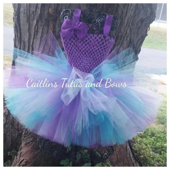 2017 New Girls Flower Tutu Dress Baby Fluffy 2Layers Tulle Ballet Tutus Crochet Peacock Dress with Headband Kids Party Clothes