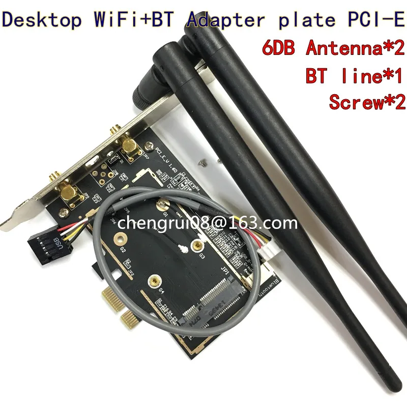 BCM94331 BCM94360CD BCM943602CDP WLAN card to desktop PCI-E PCIe PCI Express 1X 16X converter adapter for WIFI card